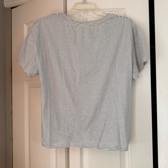 LUSH Tamara Cropped Knot Front Knit Tee, black & white striped, NWT size XL - Picture 7 of 13